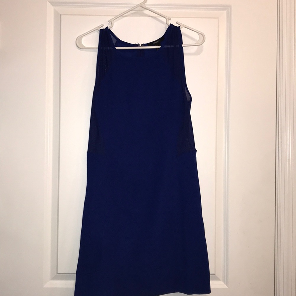 Cobalt blue dress with mesh panels